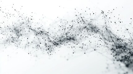 Obraz premium Abstract tech network with connecting dots and plexus lines on a white background. A geometric mesh representing digital technology and big data analysis.