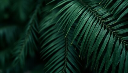 Close-up of lush green fern leaves with visible textures and details.