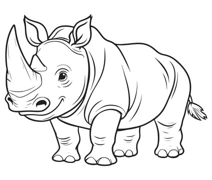recommend clip art: Rhino cartoon coloring page, Outline rhino, Silhouette line art rhino