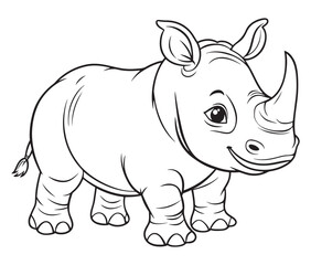 Rhino cartoon coloring page, Outline rhino, Silhouette line art rhino