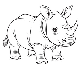 Rhino cartoon coloring page, Outline rhino, Silhouette line art rhino