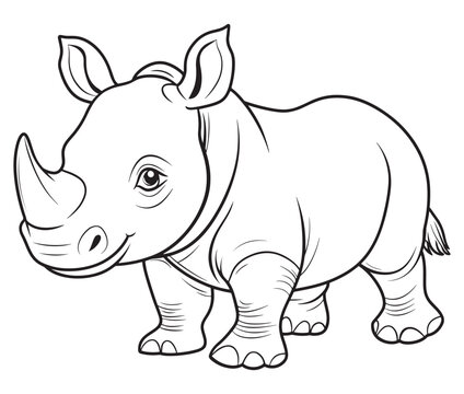 recommend clip art: Rhino cartoon coloring page, Outline rhino, Silhouette line art rhino