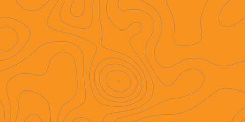The black on orange contours topography stylized lines map, seamless wavy lines geometric texture vintage outdoors style, geographic topographic map grid futuristic landscape background.