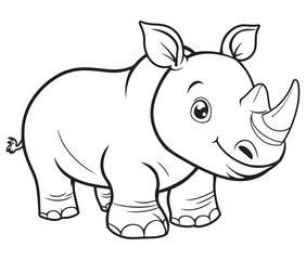 Rhino cartoon coloring page, Outline rhino, Silhouette line art rhino