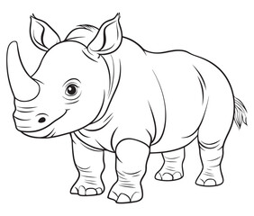 Rhino cartoon coloring page, Outline rhino, Silhouette line art rhino