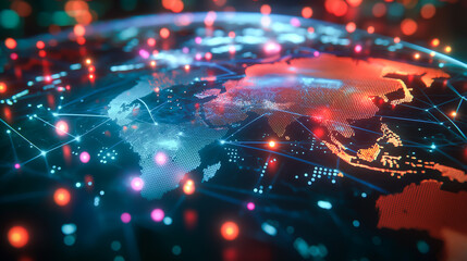 Fototapeta premium Global Connectivity Network with Digital Data Points