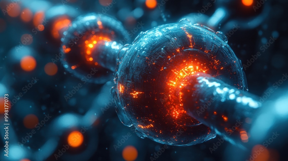 Poster abstract 3d rendering of a glowing sphere