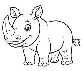 Rhino cartoon coloring page, Outline rhino, Silhouette line art rhino