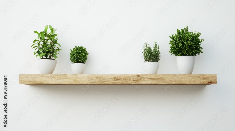 Aufkleber a wall-mounted floating shelf with minimalistic design, isolated on a white background