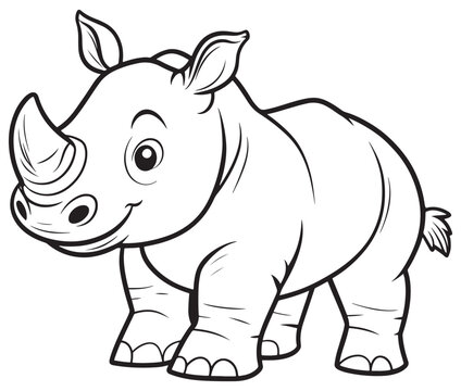 recommend clip art: Rhino cartoon coloring page, Outline rhino, Silhouette line art rhino