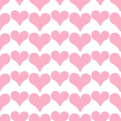 Heart. Pink symbol of love. Seamless vector pattern. Endless romantic ornament. Isolated colorless background. Flat style. Sign for lovers. Romantic heart symbol. Idea for web design.