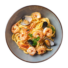 Seafood Pasta PNG isolated on Transparent background