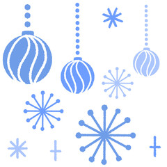 クリスマス飾り　キラキラしたオーナメント　ブルー色のクリスマスボール