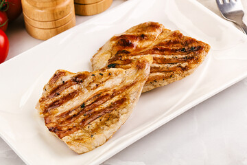Grilled pork steak with sauce