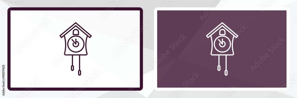 Poster cuckoo clock outline icon. linear vector from furniture concept. thin line white and black cuckoo cl