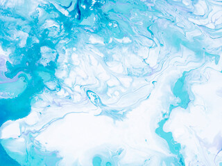 Abstract blue fantastic creative hand painted background, brush texture, acrylic painting.