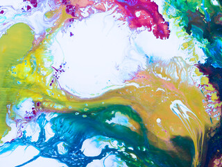 Abstract fantastic creative hand painted background, brush texture, acrylic painting.