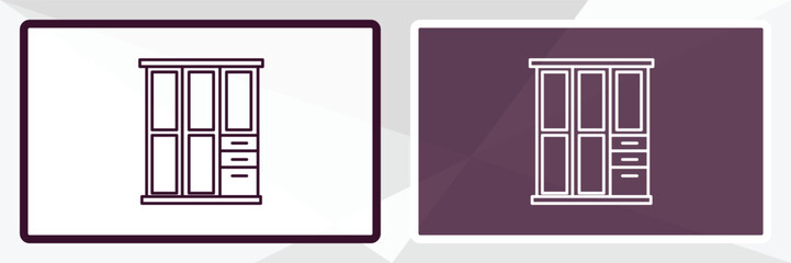 cupboard  outline icon. Linear vector from furniture concept. Thin line white and black cupboard  icon isolated on white and dark background