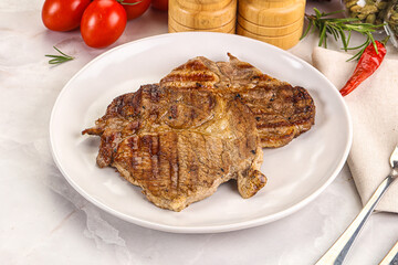 Grilled pork neck sirloin steak