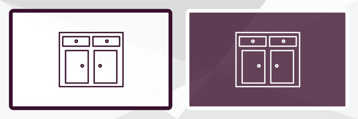 cabinet  outline icon. Linear vector from furniture concept. Thin line white and black cabinet  icon isolated on white and dark background