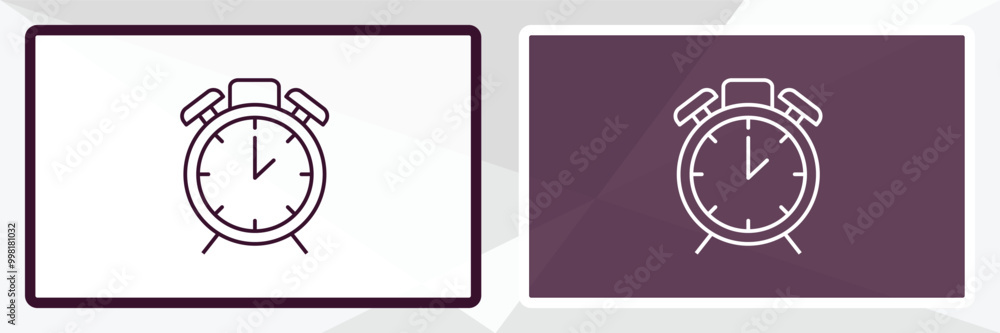 Poster table clock  outline icon. Linear vector from furniture concept. Thin line white and black table clock  icon isolated on white and dark background