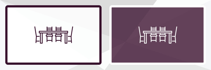 dinner table  outline icon. Linear vector from furniture concept. Thin line white and black dinner table  icon isolated on white and dark background