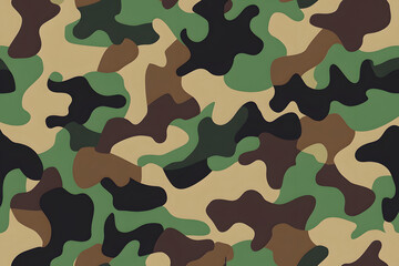Fototapeta premium Classic Military Camouflage Pattern in Green, Brown, and Beige