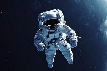 Astronaut floating in deep space with stars in the background, symbolizing human exploration and the vastness of the universe