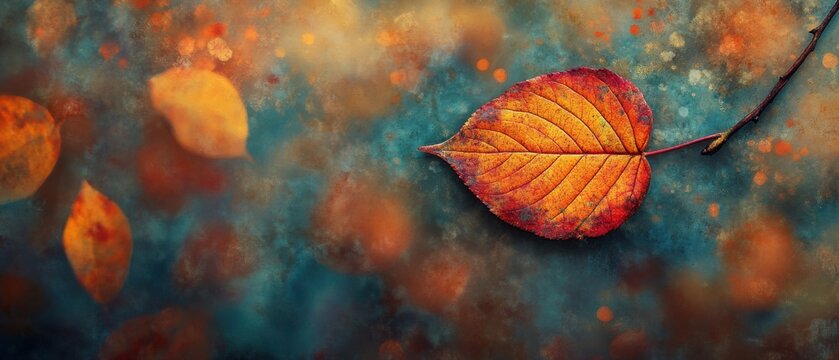 Vibrant Autumn Leaves on Ground against Blurred Garden Background.