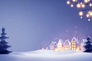 Naklejka premium Cartoonstyle Christmas festival with litup buildings flat design top view festive decorations theme animation Triadic Color Scheme