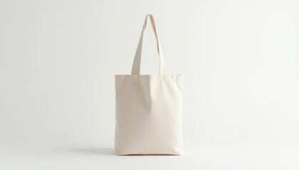 A plain white reusable shopping bag with a simple handle, isolated on a white background.