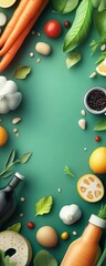 Obraz premium Food saving initiative for international festival flat design top view environmental theme 3D render Complementary Color Scheme