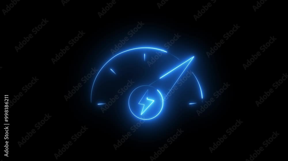 Poster neon red color battery charging power icon. lightning bolt sign in the circle. glowing neon light se