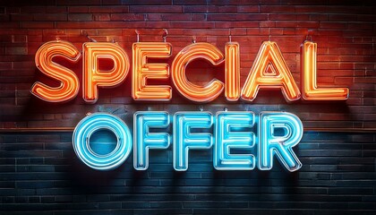 Obraz premium Special Offer - Leuchtreklame in Form einer Neonlicht-Anzeige für Online Angebote.