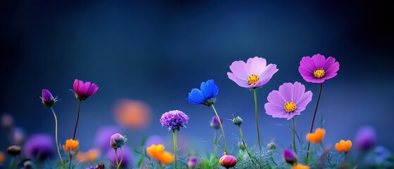 Obraz premium Vibrant Blooms Under Starry Night Sky