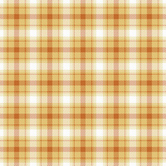 Canadian plaid textile check, harvest seamless tartan vector. Customized texture background fabric pattern in amber and orange colors.