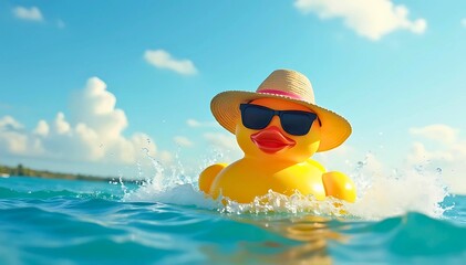 グラサンに麦わら帽子のチョイワル、ラバーダック