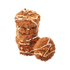 Chocolate chip cookies isolated on transparent background
