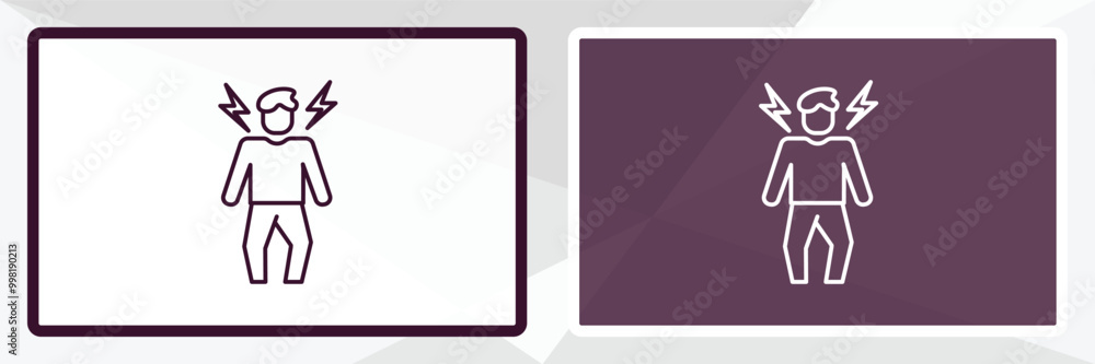 Poster ecstatic human outline icon. linear vector from feelings concept. thin line white and black ecstatic