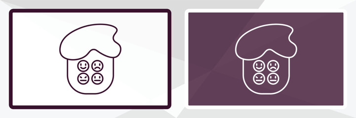 emotional human outline icon. Linear vector from feelings concept. Thin line white and black emotional human icon isolated on white and dark background