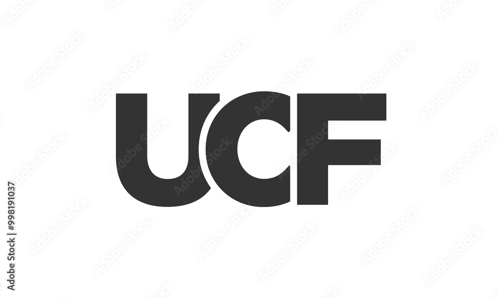 Poster ucf logo design template with strong and modern bold text. initial based vector logotype featuring s