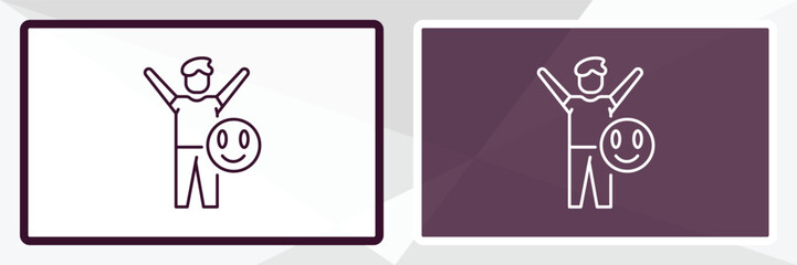 positive human outline icon. Linear vector from feelings concept. Thin line white and black positive human icon isolated on white and dark background