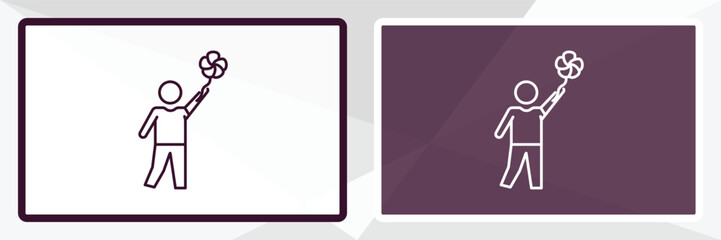 lucky human outline icon. Linear vector from feelings concept. Thin line white and black lucky human icon isolated on white and dark background