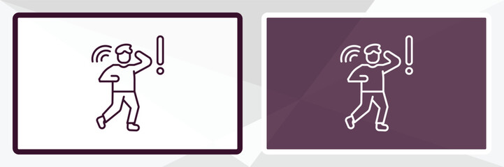 scared human outline icon. Linear vector from feelings concept. Thin line white and black scared human icon isolated on white and dark background