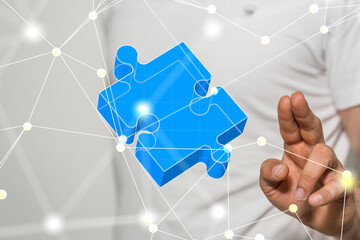 puzzle hand solution concept business.