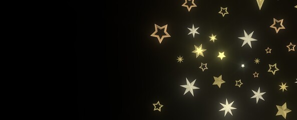 XMAS Stars - stars background, sparkle lights confetti falling. magic shining Flying christmas stars on night
