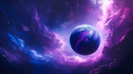 Majestic Planet in Cosmic Nebula