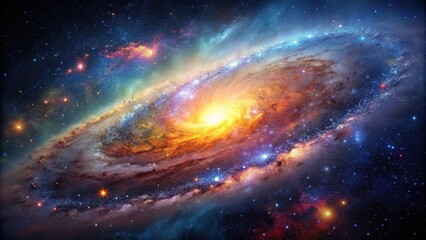 Stunning High-Resolution Image of a Colorful Galaxy with Stars and Cosmic Dust in Outer Space