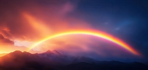 Fototapeta premium A rainbow bridge connecting mountains