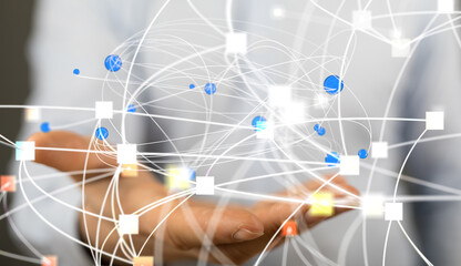 touching global network and data customer connection